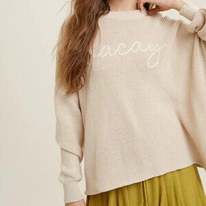 Vacay Handstitched Sweater - Natural